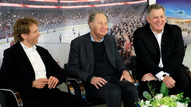 Jerry Bruckheimer, David Bonderman and Tim Leiweke , The Canadian Press Jerry Bruckheimer, David Bonderman and Tim Leiweke