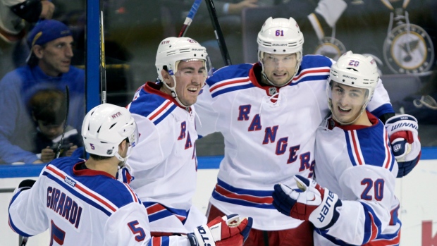 Nash, Rangers celebrate, The Canadian Press Nash, Rangers celebrate