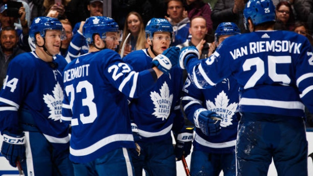 Maple Leafs celebrate, Getty Images Maple Leafs celebrate