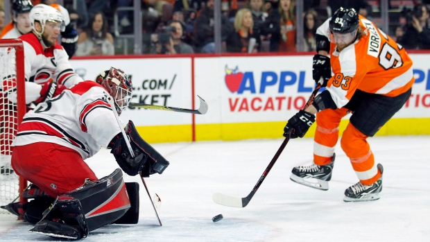 voraceks goal gives flyers crucial win over canes article tsn video of flyers winning goal vs wild