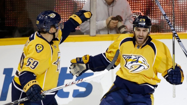 Eric Nystrom and Roman Josi