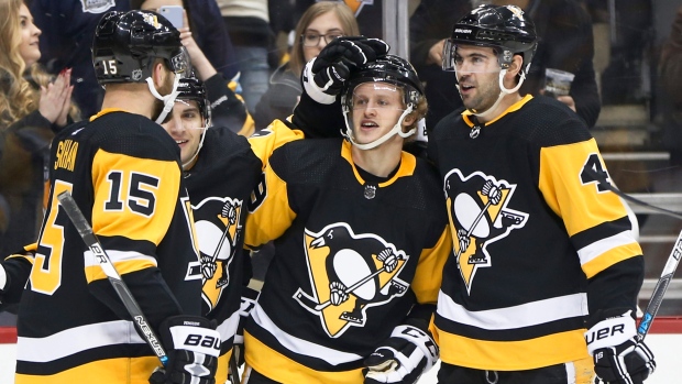 Jake Guentzel, Penguins celebrate, The Canadian Press Jake Guentzel, Penguins celebrate