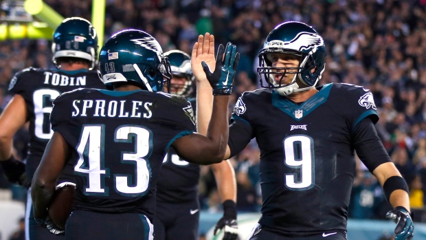 Foles and Sproles celebrate