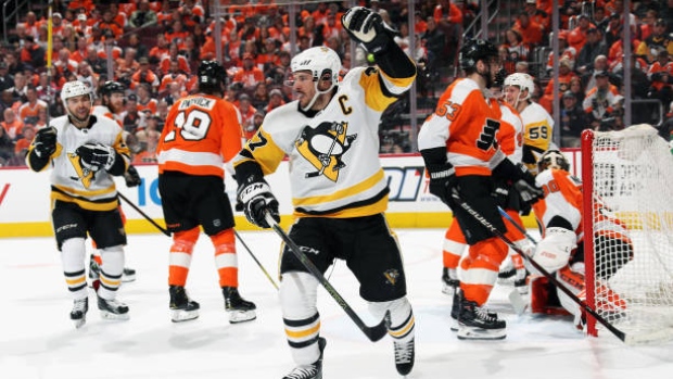 Sidney Crosby of the Pittsburgh Penguins looks on during a practice News  Photo - Getty Images