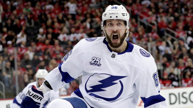 Nikita Kucherov celebrates goal