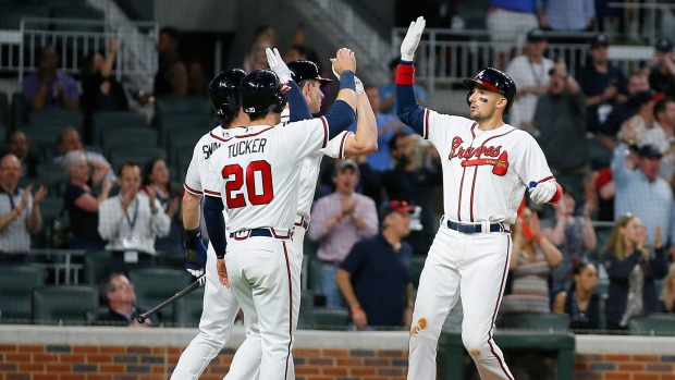 Atlanta Braves celebrate, The Canadian Press Atlanta Braves celebrate