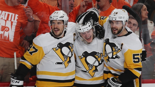 Sidney Crosby, Jake Guentzel, Kris Letang, The Canadian Press Sidney Crosby, Jake Guentzel, Kris Letang