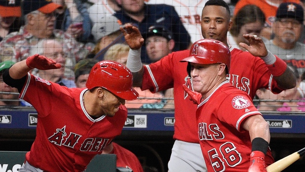 Los Angeles Angels celebrate, The Canadian Press Los Angeles Angels celebrate