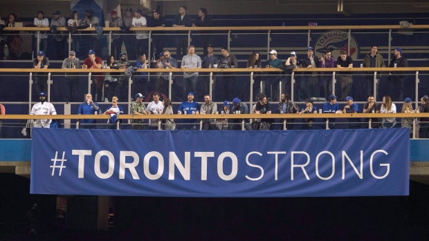 #TorontoStrong banner at Rogers Centre