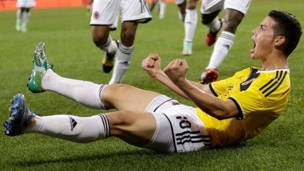 James Rodriguez scores on Canada