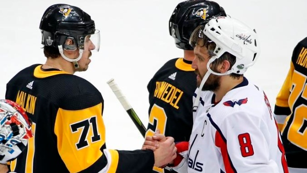 Evgeni Malkin & Alex Ovechkin shake hands