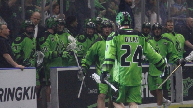 Saskatchewan Rush celebrate