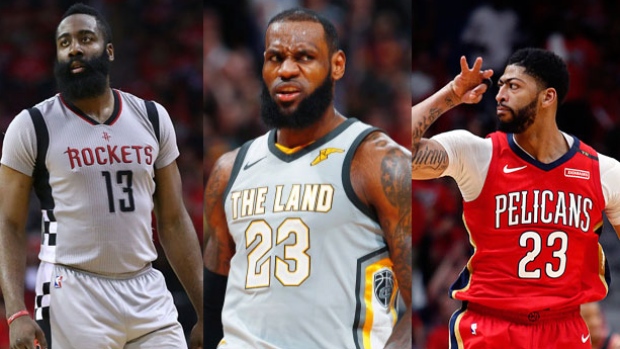 James Harden, LeBron James, Anthony Davis, The Canadian Press, Getty Images James Harden, LeBron James, Anthony Davis