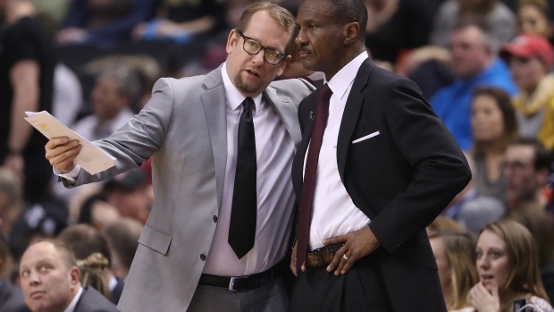 Nick Nurse and Dwane Casey