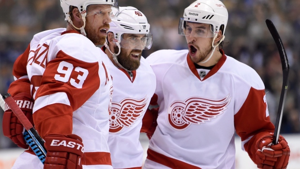A picture of Henrik Zetterberg of the Detroit Red Wings new white
