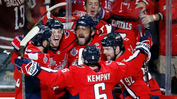 Washington Capitals celebrate, The Canadian Press Washington Capitals celebrate