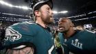 Chris Long and Corey Graham celebrate