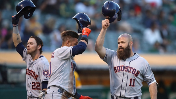 Houston Astros celebrate, The Canadian Press Houston Astros celebrate