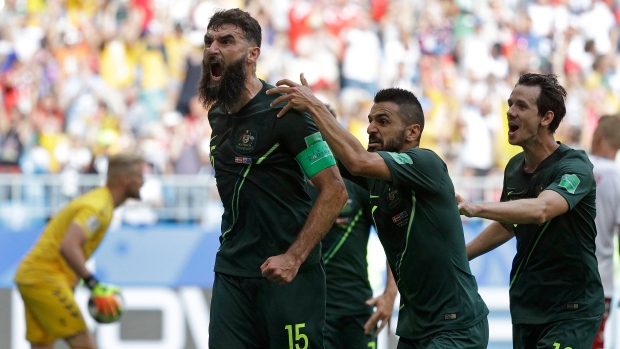 Australia celebrates goal