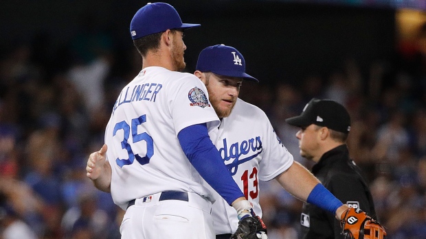 Max Muncy and Cody Bellinger celebrate