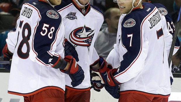 Blue Jackets celebrate, The Canadian Press Blue Jackets celebrate