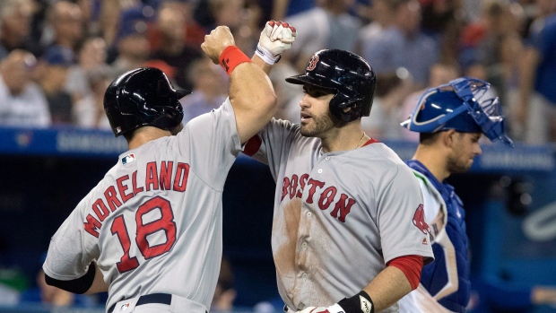 J.D. Martinez and Mitch Moreland