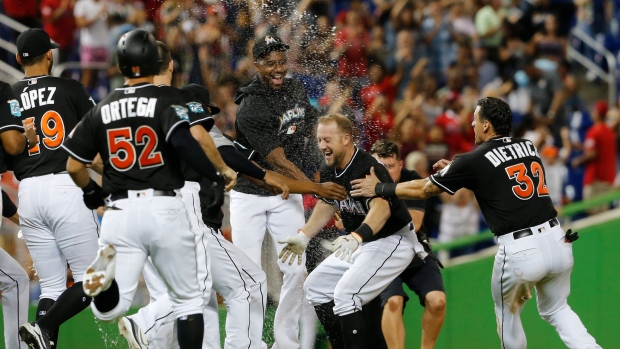 Bryan Holaday and Marlins Celebrate