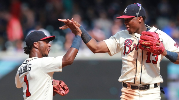 Atlanta Braves celebrate, The Canadian Press Atlanta Braves celebrate