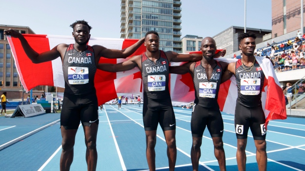 Jerome Blake, Aaron Brown, Bismark Boateng and Mobolade Ajomale 