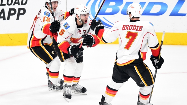 Giordano and Brodie celebrate, Getty Images Giordano and Brodie celebrate