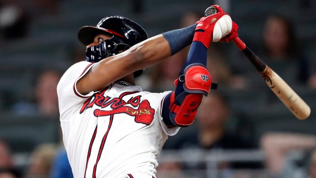 Braves' Ronald Acuña Jr. hit on the left elbow by a pitch, leaves 