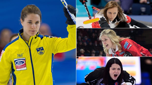 Anna Hasselborg, Rachel Homan, Jennifer Jones and Kerri Einarson 