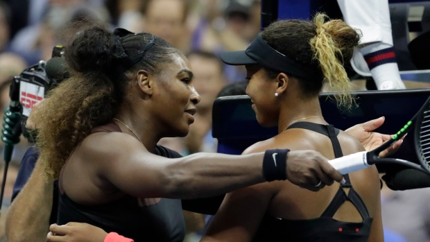 Serena Williams congratulates Naomi Osaka