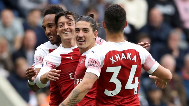 Pierre-Emerick Aubameyang, Mesut Ozil, Hector Bellerin and Granit Xhaka