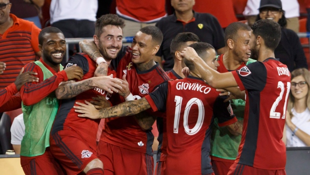 Toronto FC celebrates, The Canadian Press Toronto FC celebrates