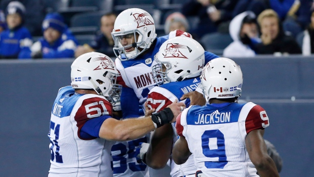 Montreal Alouettes celebrate, The Canadian Press Montreal Alouettes celebrate