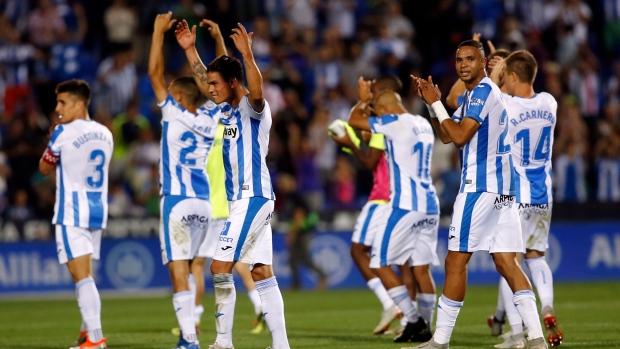 Leganes players celebrate