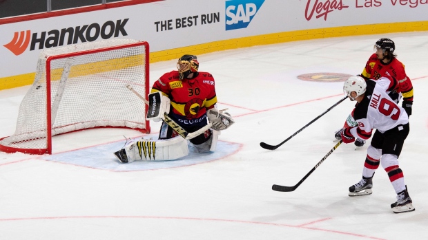 Taylor Hall scores against SC Bern