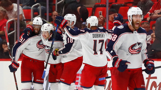 Artemi Panarin and Columbus Blue Jackets Celebrate 