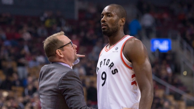 Nick Nurse and Serge Ibaka