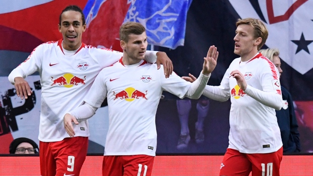 Timo Werner, Red Bull Peipzig players celebrate