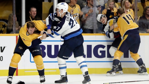 Ehlers fights Sissons, The Canadian Press Ehlers fights Sissons