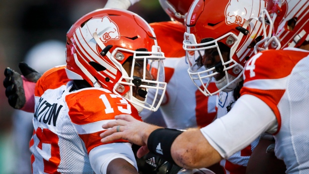 BC Lions celebrate, The Canadian Press BC Lions celebrate