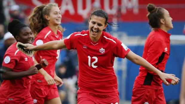 Canadian women's national soccer team celebrates