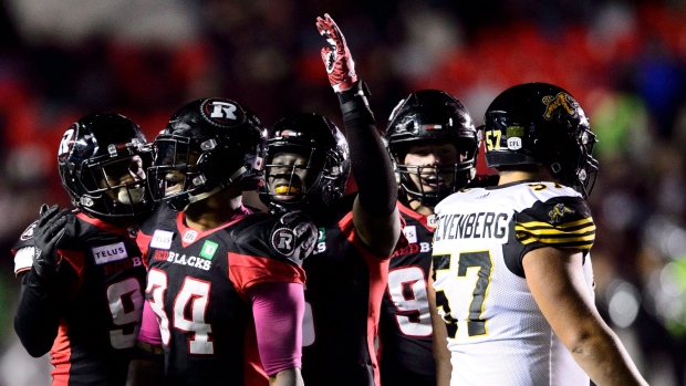 Ottawa Redblacks celebrate, The Canadian Press Ottawa Redblacks celebrate