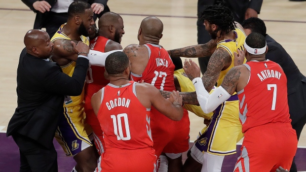 Lakers-Rockets Fight, The Canadian Press Lakers-Rockets Fight