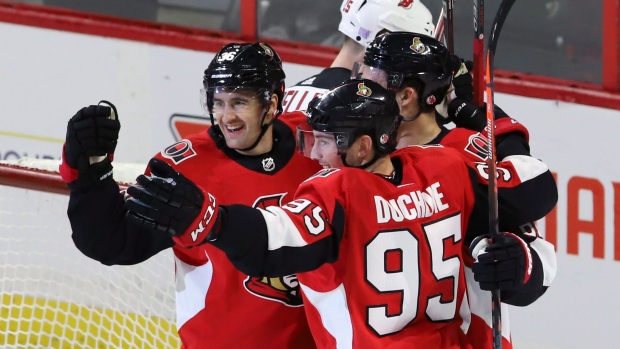 Ottawa Senators celebrate, The Canadian Press Ottawa Senators celebrate