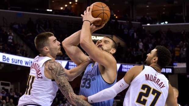 Marc Gasol, Jamal Murray and Juan Hernangomez , The Canadian Press Marc Gasol, Jamal Murray and Juan Hernangomez