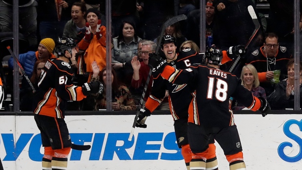 Anaheim Ducks celebrate, The Canadian Press Anaheim Ducks celebrate