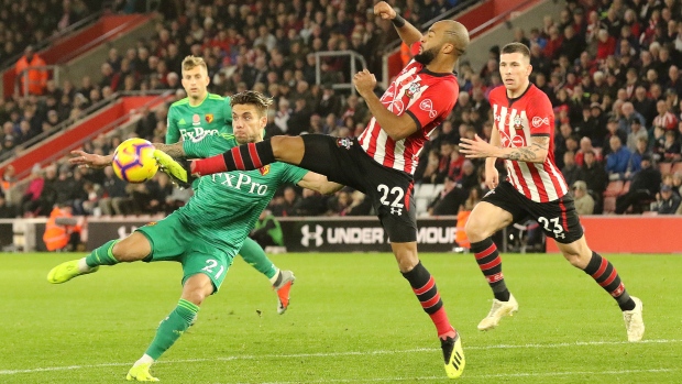 Southampton's Nathan Redmond and Watford's Kiko Femenia